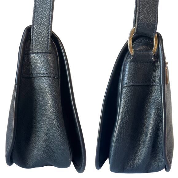 Longchamp Le Foulonné Navy Pebbled Leather Convertible Crossbody Bag Y2K Vintage - Picture 10 of 12